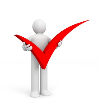 Person holding a large red check mark symbolizing approval and the importance of hiring the right plumbing contractor for home renovation projects.
